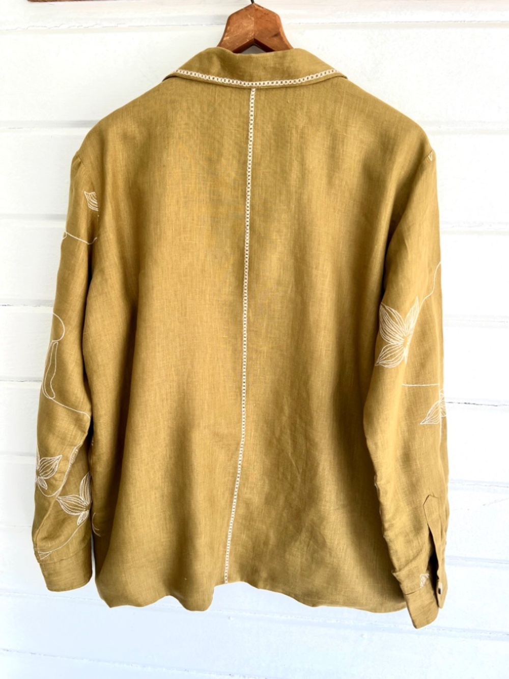 CORD STUDIO India 'Bloomer' Embroidered Linen Floral Jacket in Mustard - S - Picture 6 of 11